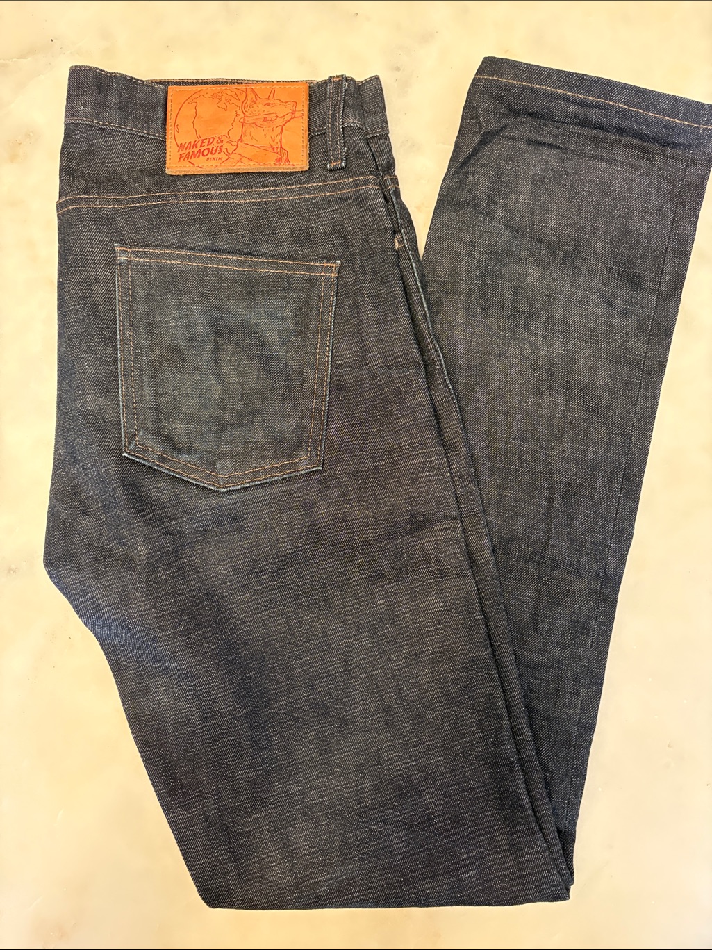 Naked & Famous Denim Menâs Indigo Slim Straight Jeans. Size: W34- L34